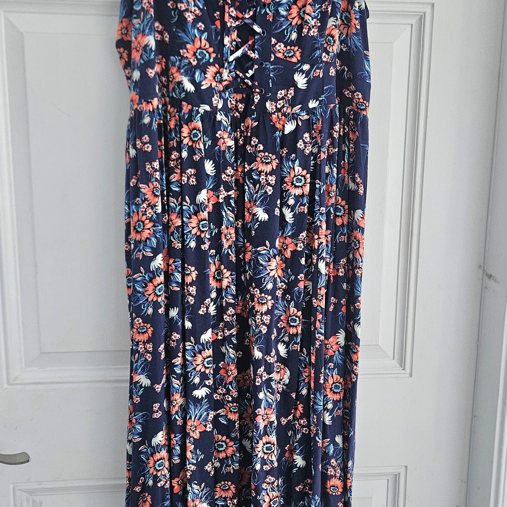 Torrid Blue and Pink Floral High Low Dress